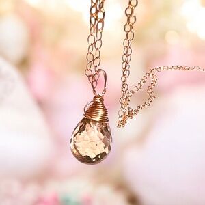 Handmade Natural Imperial Topaz Pendant Handcrafted Solid 14k Rose Gold no chain